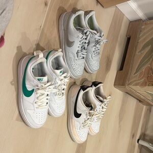 Minimal Wear Nike Sneakers Trio - White, Green, Black size 7